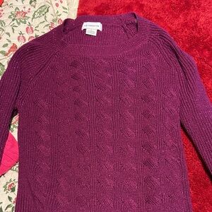Liz Claiborne Deep Magenta Cable Knit Sweater